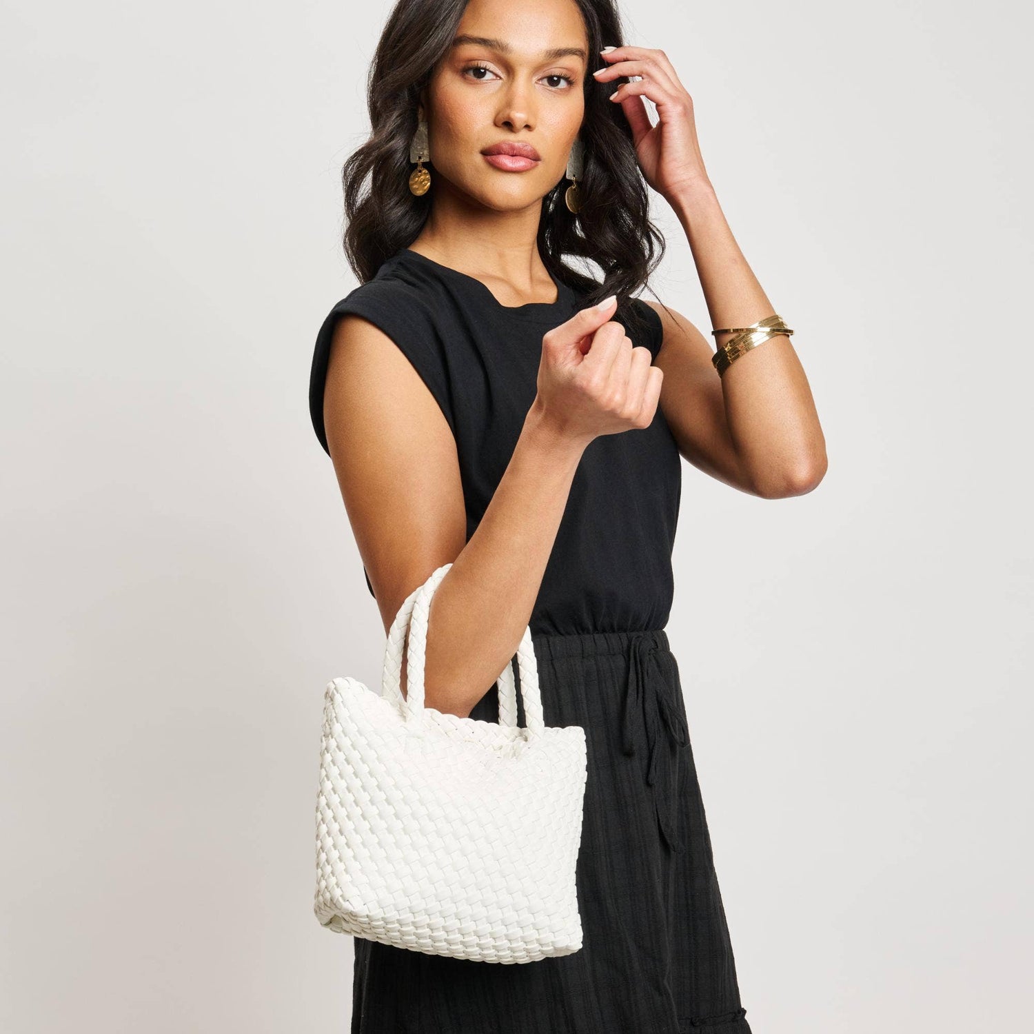 Leanna Woven Crossbody: White