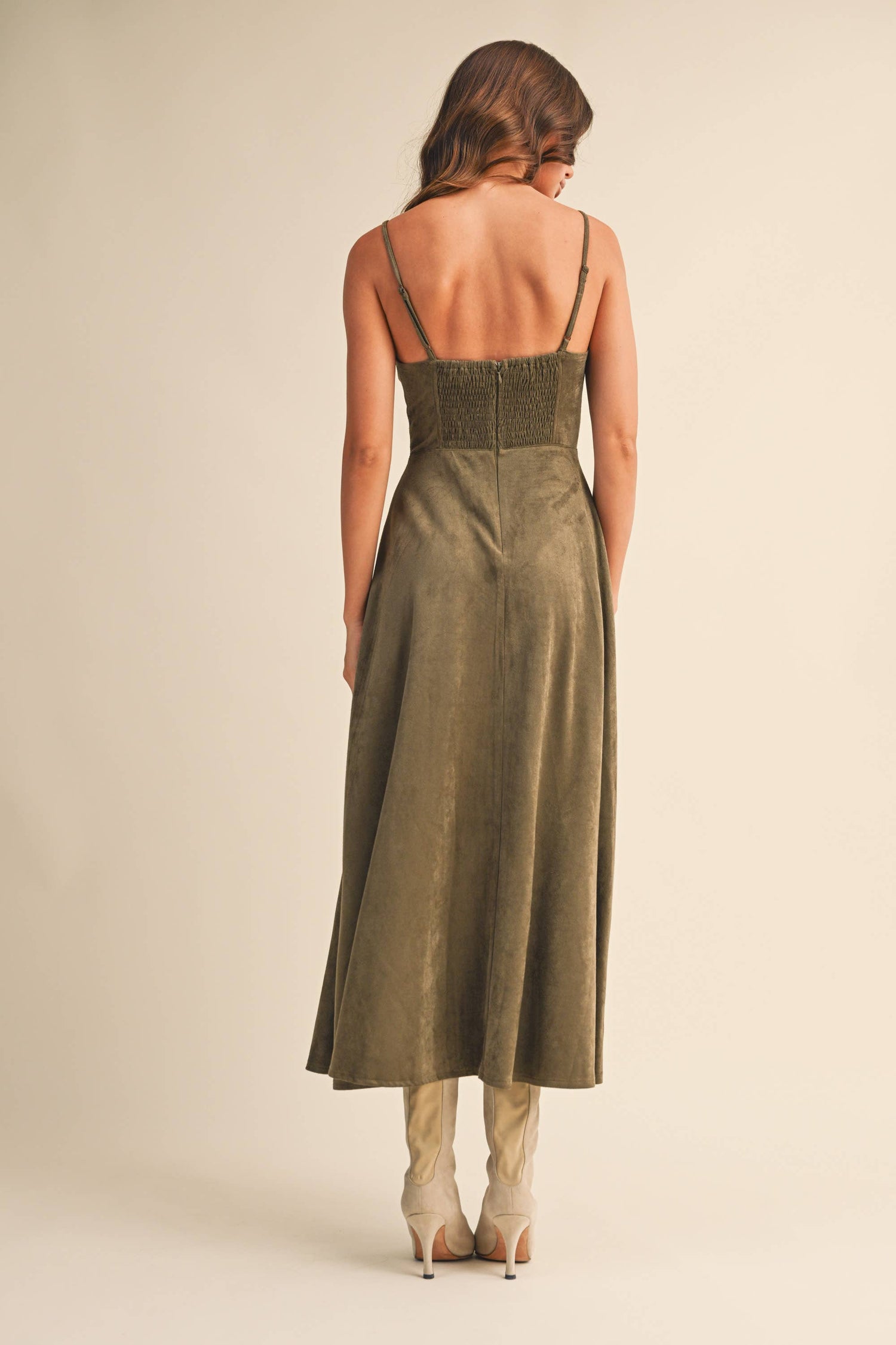 Sara Dress - Suede olive
