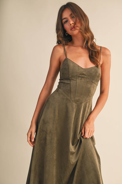 Sara Dress - Suede olive
