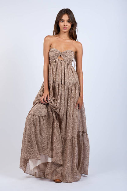 FLORAL TWISTED BUST MAXI DRESS