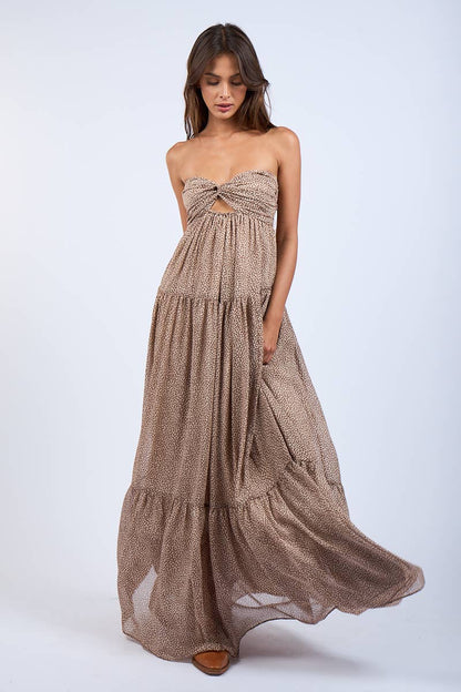 FLORAL TWISTED BUST MAXI DRESS