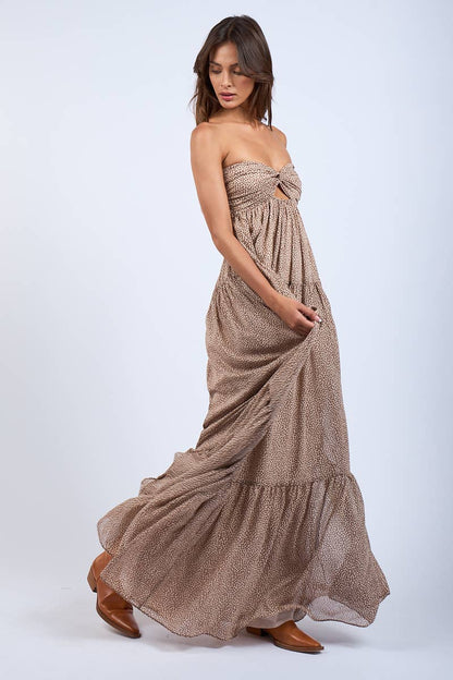 FLORAL TWISTED BUST MAXI DRESS