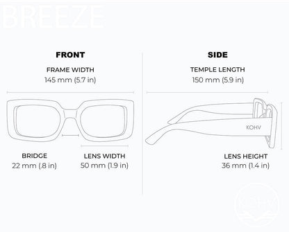 BREEZE AMBER Polarized Rectangle Square Fashion Sunglasses