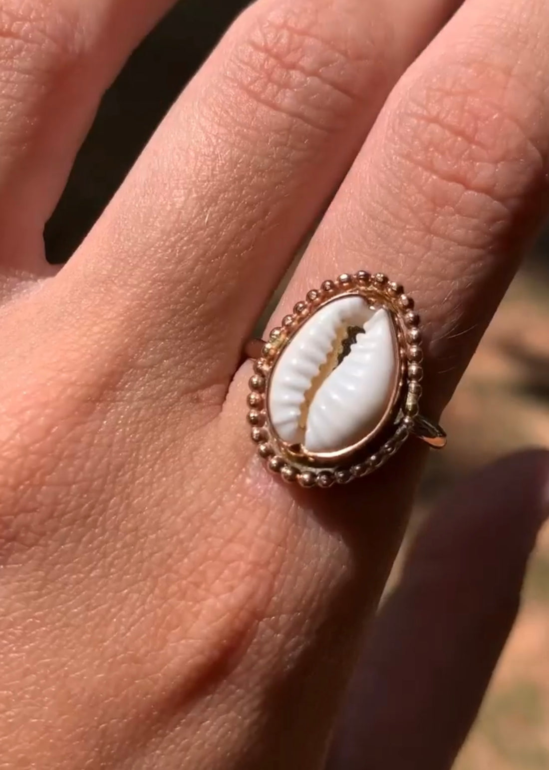 Cowrie Beaded Ring