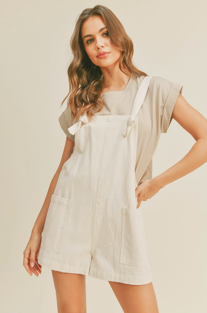 Linen Short overall - oatmeal