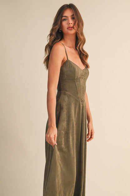 Sara Dress - Suede olive