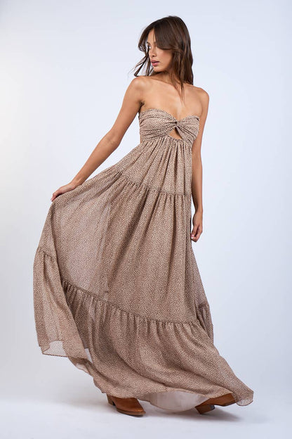 FLORAL TWISTED BUST MAXI DRESS